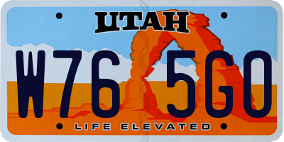 UT license plate W765GO