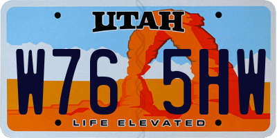 UT license plate W765HW