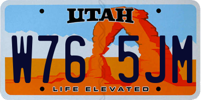 UT license plate W765JM