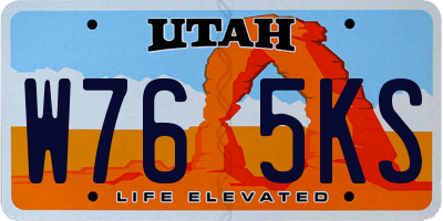UT license plate W765KS