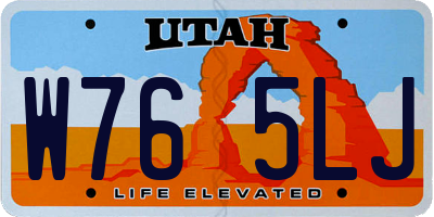UT license plate W765LJ
