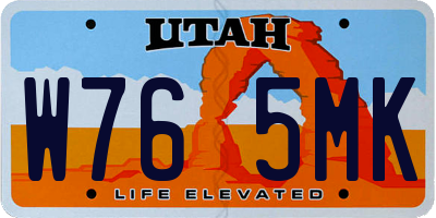 UT license plate W765MK