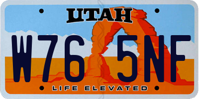 UT license plate W765NF