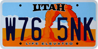 UT license plate W765NK
