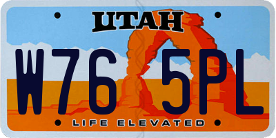 UT license plate W765PL