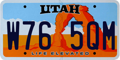 UT license plate W765QM