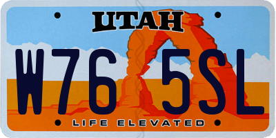 UT license plate W765SL