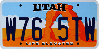 UT license plate W765TW