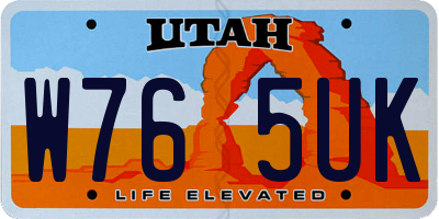 UT license plate W765UK