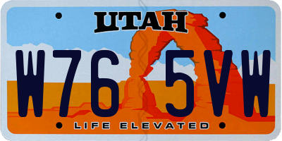 UT license plate W765VW