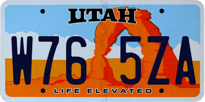 UT license plate W765ZA