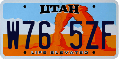 UT license plate W765ZF