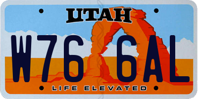 UT license plate W766AL