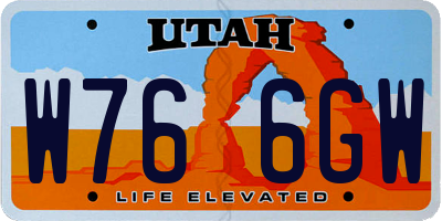 UT license plate W766GW