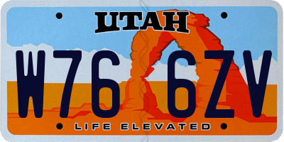 UT license plate W766ZV