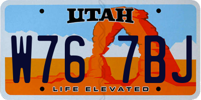 UT license plate W767BJ