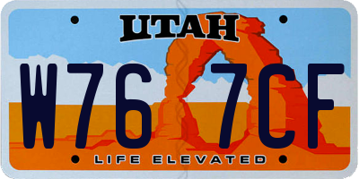 UT license plate W767CF