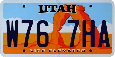 UT license plate W767HA