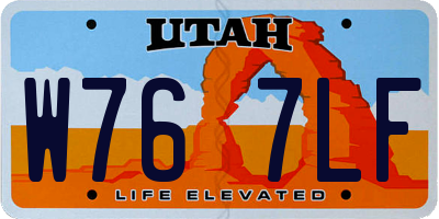 UT license plate W767LF