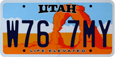 UT license plate W767MY