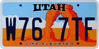 UT license plate W767TF