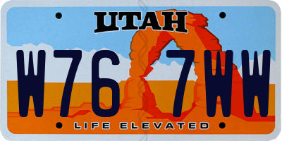UT license plate W767WW