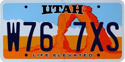 UT license plate W767XS