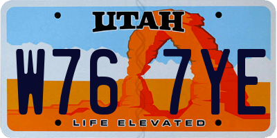 UT license plate W767YE