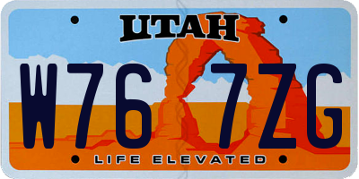 UT license plate W767ZG