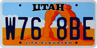 UT license plate W768BE
