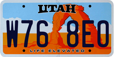 UT license plate W768EO