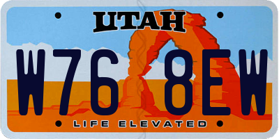 UT license plate W768EW