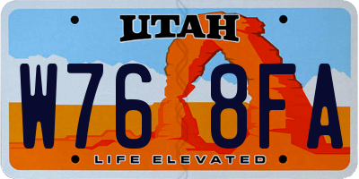 UT license plate W768FA
