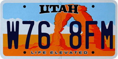 UT license plate W768FM