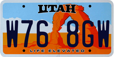 UT license plate W768GW