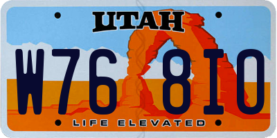 UT license plate W768IO