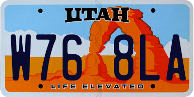 UT license plate W768LA