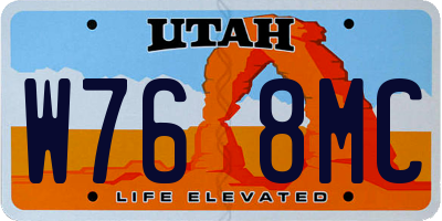 UT license plate W768MC