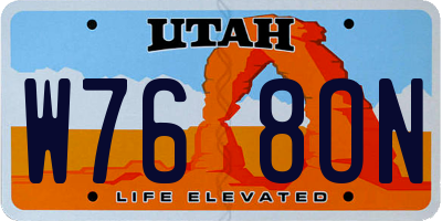 UT license plate W768ON