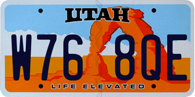UT license plate W768QE