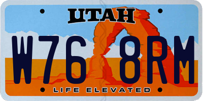 UT license plate W768RM