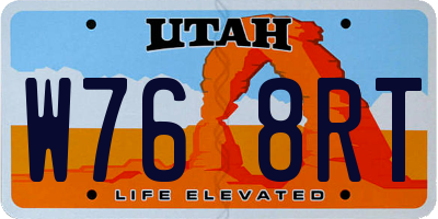 UT license plate W768RT