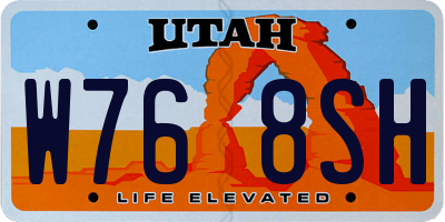 UT license plate W768SH