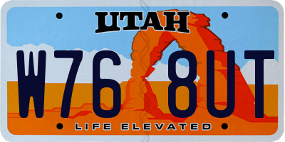 UT license plate W768UT