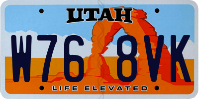 UT license plate W768VK