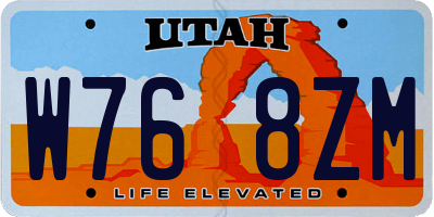 UT license plate W768ZM