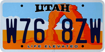 UT license plate W768ZW