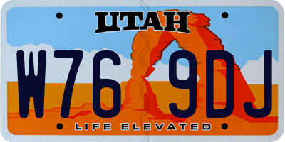 UT license plate W769DJ