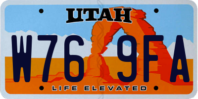 UT license plate W769FA