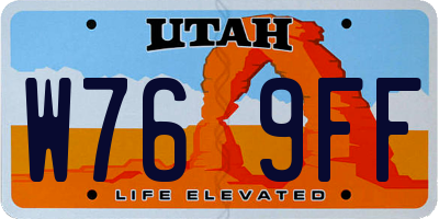 UT license plate W769FF